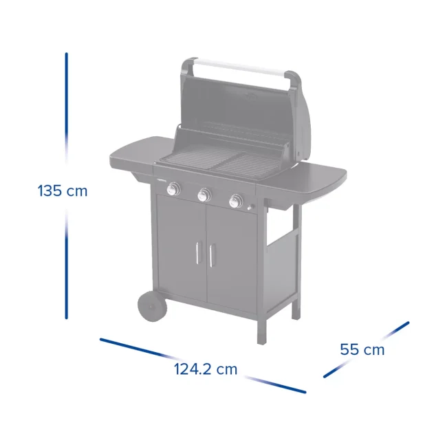 Barbecue gaz CAMPINGAZ COMPACT 3 LX PLUS noir grille et plancha 3 brûleurs sur chariot, 61x35 cm