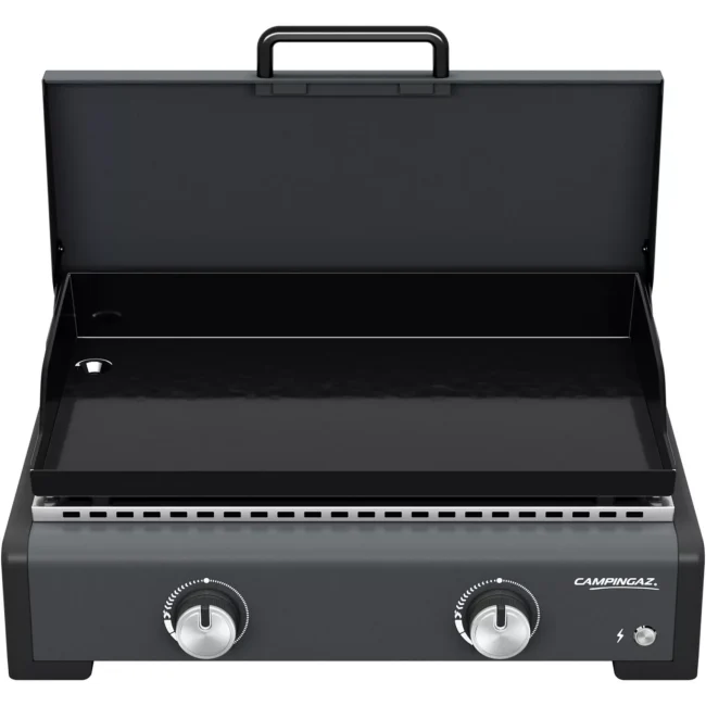 Cuisson Nombre de personnes De 10 à 12 personnes Energie Gaz Puissance 6000W Type de gaz Butane ou propane Zone de cuisson 1 zone Thermostat réglable Oui Température maximum de cuisson Non connu Rapidité de montée en température Non connu Equipement Nombre de plaques 1 plaque Plaque inclinée Non Plaque réversible Non Nombre de brûleurs 2 brûleurs Booster Non Système d'allumage Facile et rapide avec le piezzo Minuteur Non Crochets de suspension Non Matière et coloris