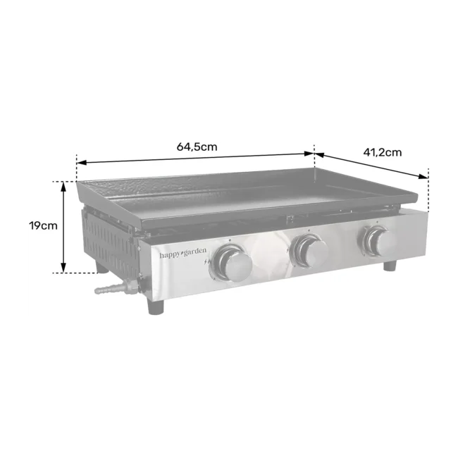 Plancha gaz HAPPY GARDEN Plancha au gaz MÉRIDA 3 brûleurs 6 kW