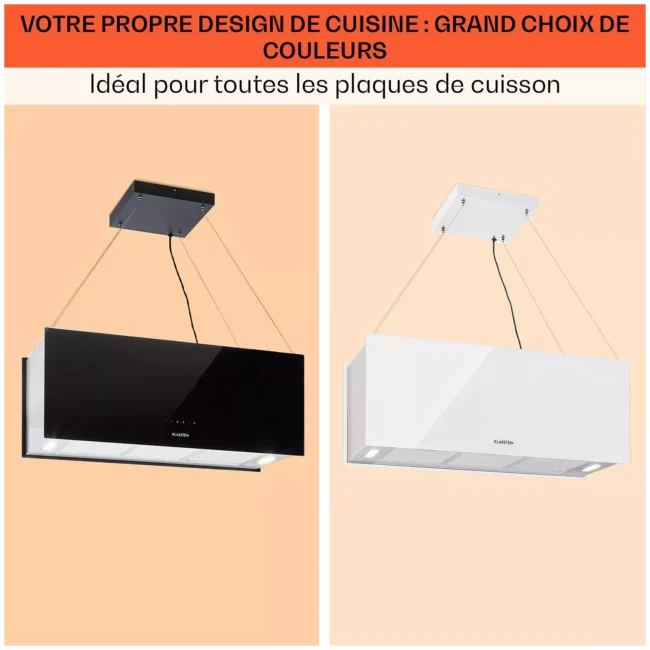 Hotte décorative îlot KLARSTEIN Kronleuchter îlot 90cm 590m³/h LED blanc