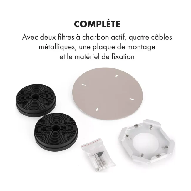 Hotte décorative îlot KLARSTEIN Skyfall îlot Ø 45 cm 402 m³/h LED noir