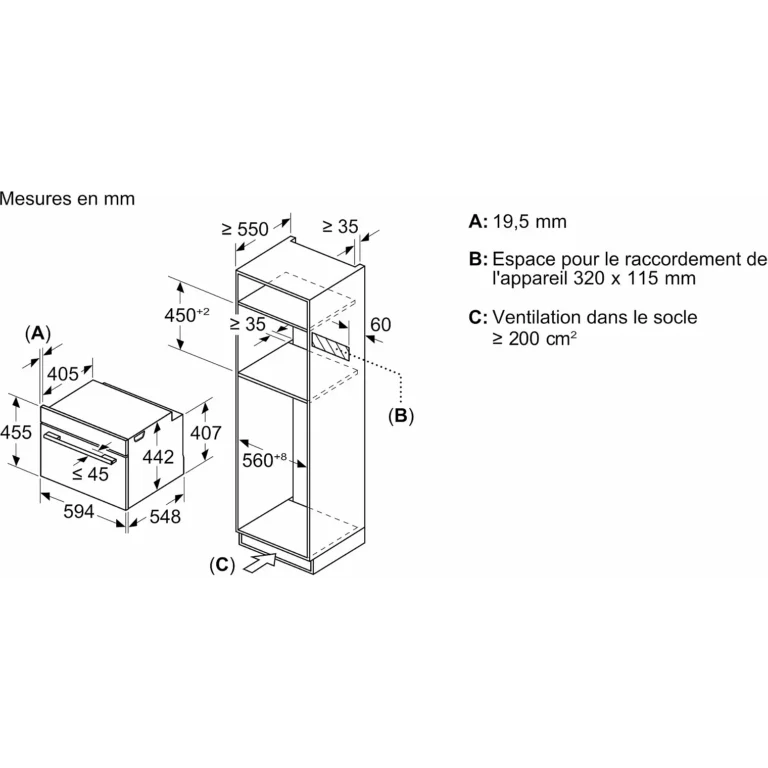 Four micro onde combiné BOSCH CMG7761B1 série 8 Air Fry
