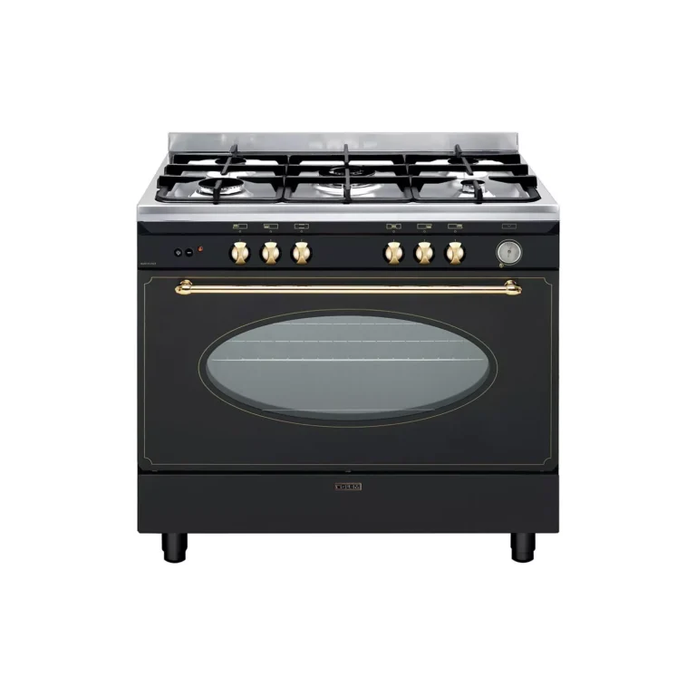  Piano de cuisson gaz FALCON DELUX90 MIXT NOIR/LAITON