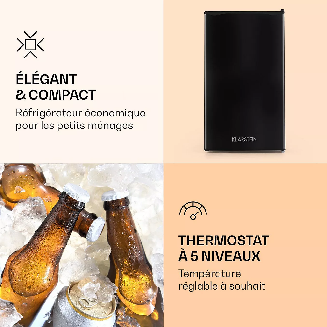 Réfrigérateur 1 porte KLARSTEIN Exclusif 91L 5 niveaux bac – Image 5