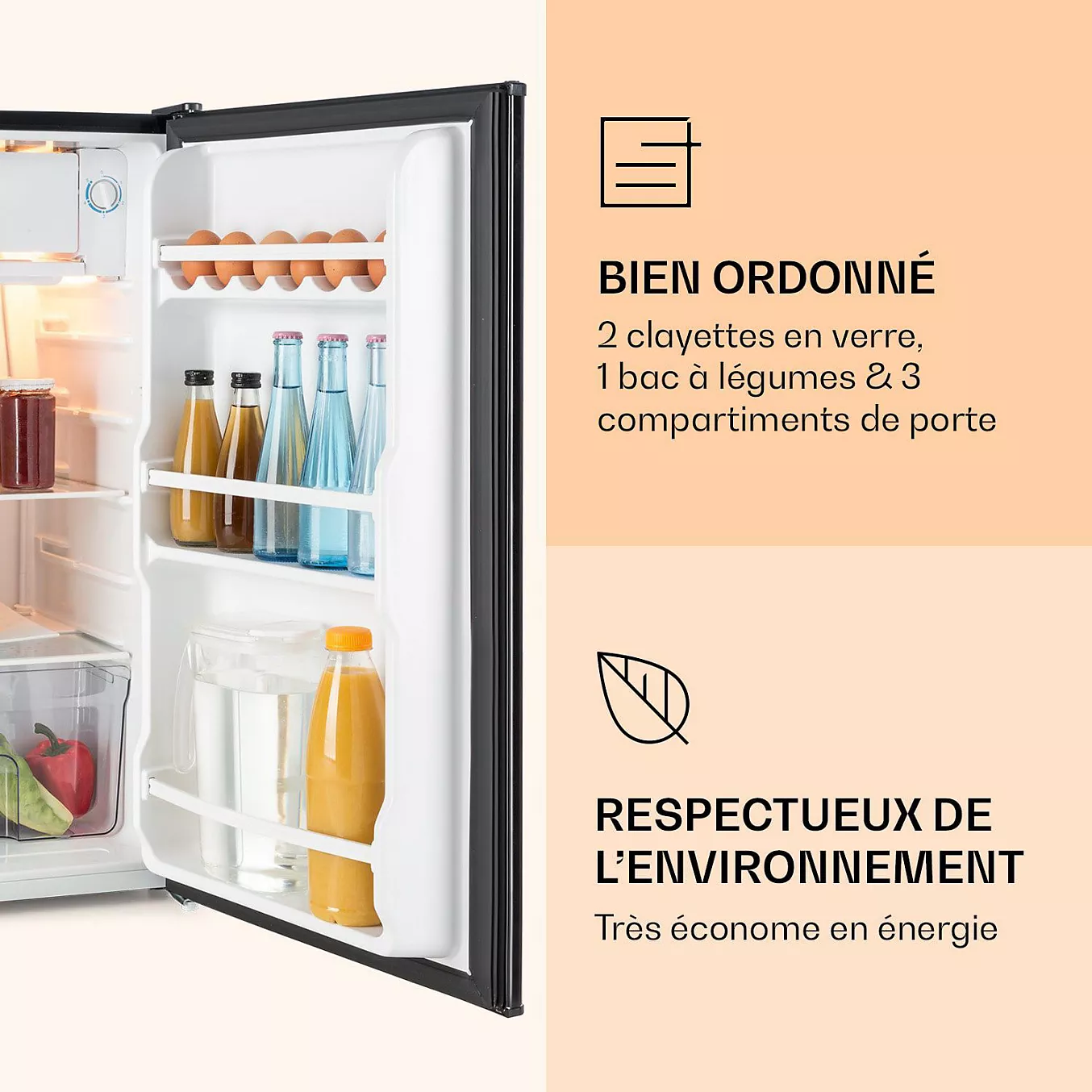 Réfrigérateur 1 porte KLARSTEIN Exclusif 91L 5 niveaux bac