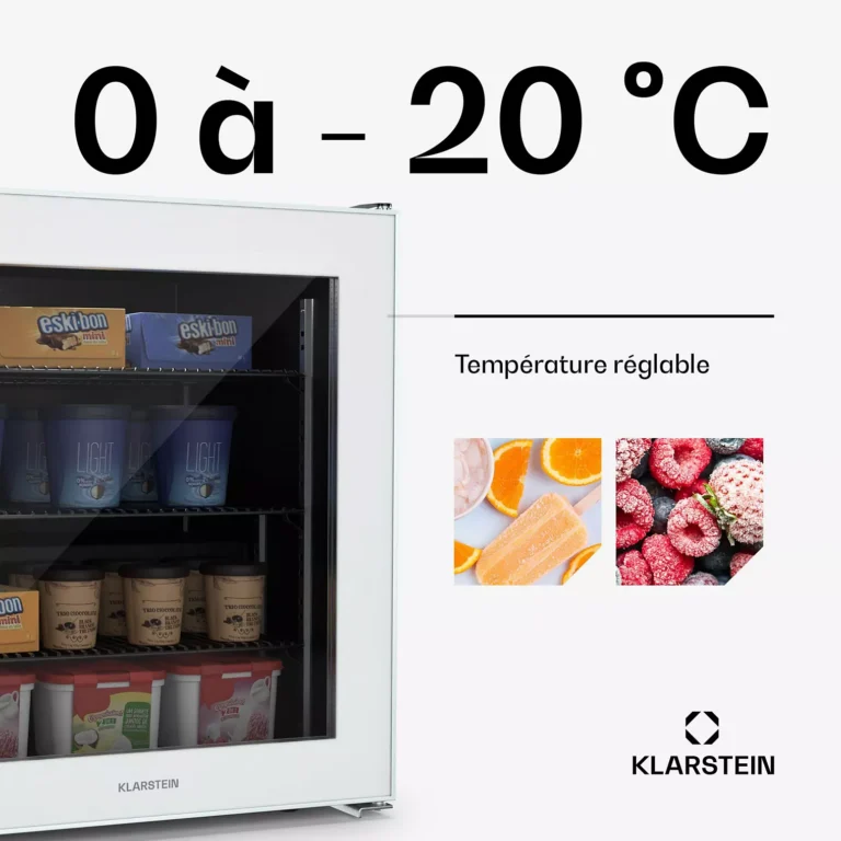 Congélateur top KLARSTEIN IceAge 88L CEE E 3 clayettes vitré blanc