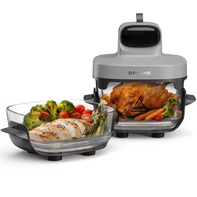 Friteuse sans huile DREAME Tasti™,Gris, 5 en 1, 2 récipients: 2,5L et 4,5L, 1500W