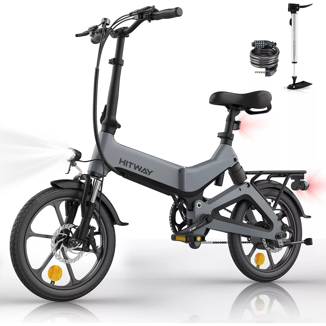 Vélo électrique HITWAY HITWAY Vélo électrique pliable 16" Gris – Image 6