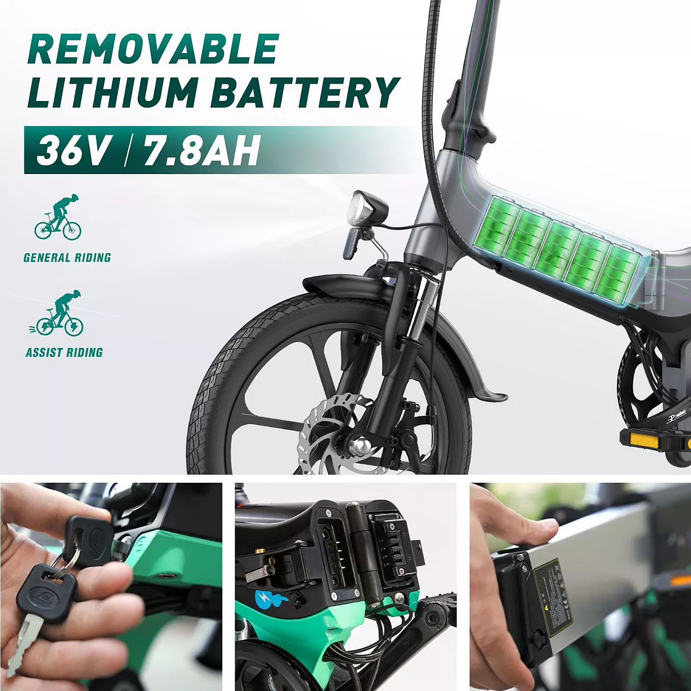 Vélo électrique HITWAY HITWAY Vélo électrique pliable 16" Gris – Image 5