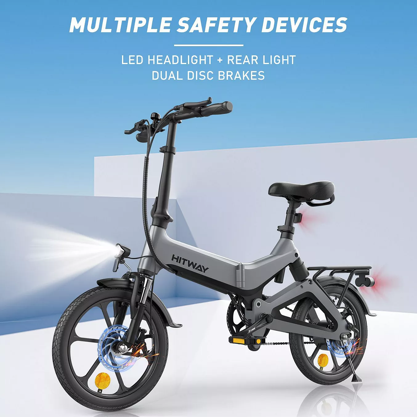 Vélo électrique HITWAY HITWAY Vélo électrique pliable 16" Gris – Image 8