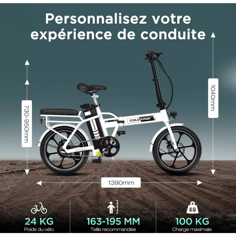 Vélo électrique COLORWAY 16 Pliable E-Bike,36V12Ah BK5_Blanc