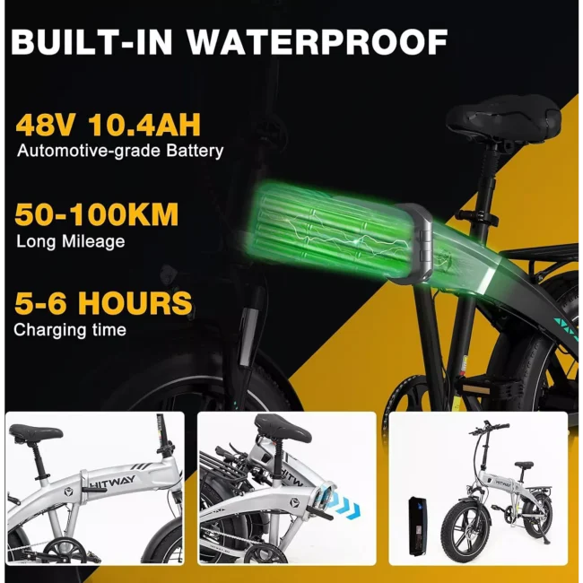 Vélo électrique HITWAY Pliable 20" x4.0 - 48V10,4Ah - BK36 Noir