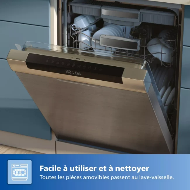 Friteuse sans huile PHILIPS NA352/04 Friteuse sans huile double panier Noir/Doré, Série 3000 9L (3+6L) avec accessoire