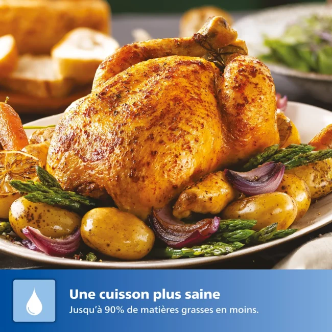 Airfryer PHILIPS NA231/00 Friteuse sans huile avec fenêtre de cuisson Noir/Argent, Série 2000 6.2L